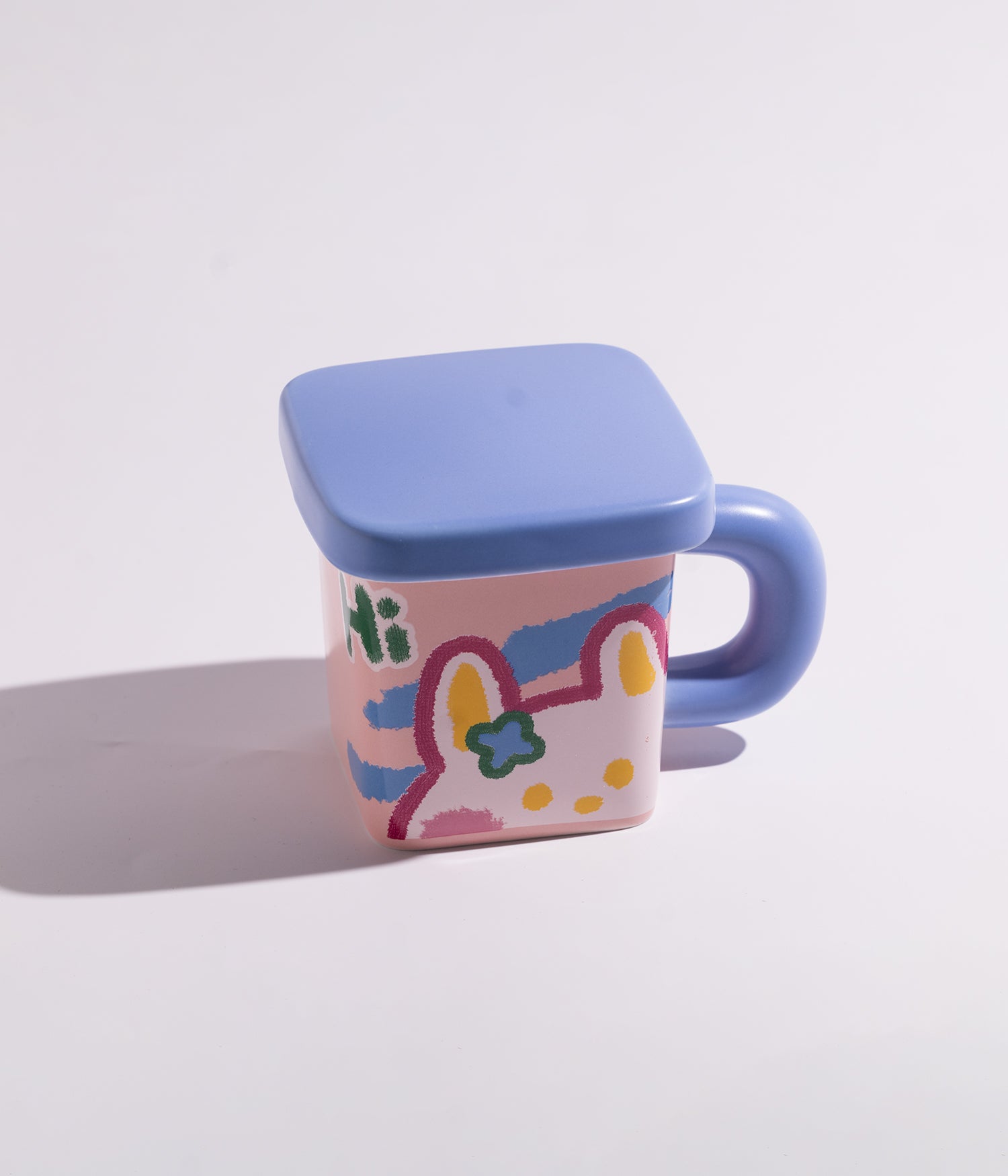 كوب سيراميك بتصميم حيوانات مرحة مع غطاء لحفظ المشروبات