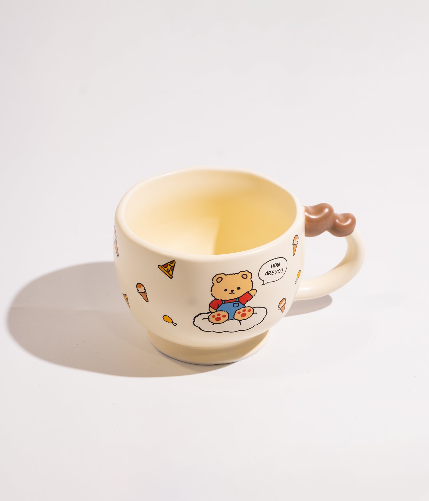 كوب سيراميك برسمة دب وارنب لطيف مع غطاء وملعقة