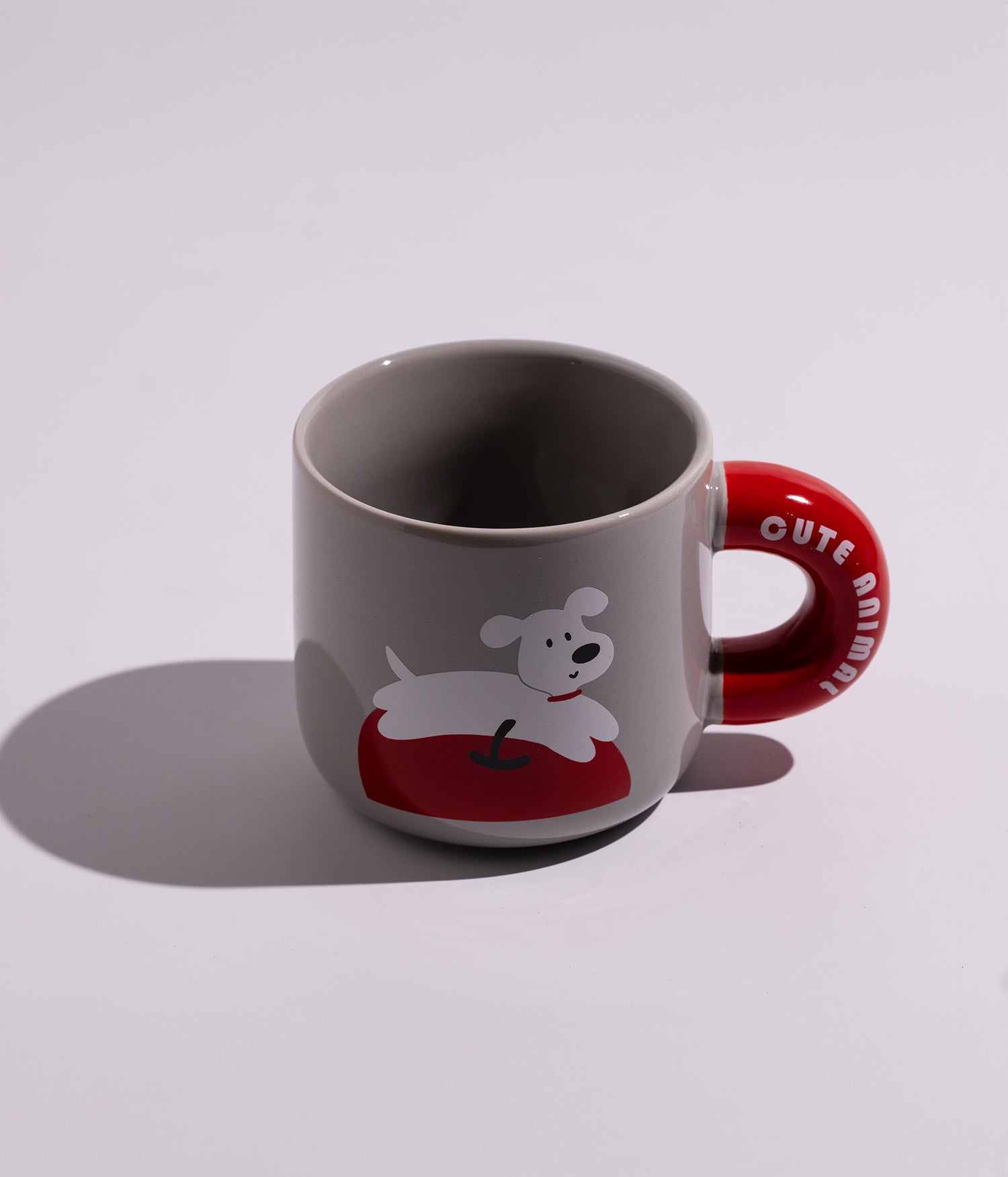 كوب سيراميك برسمة كلب مرح وبتصميم واسع وكبير