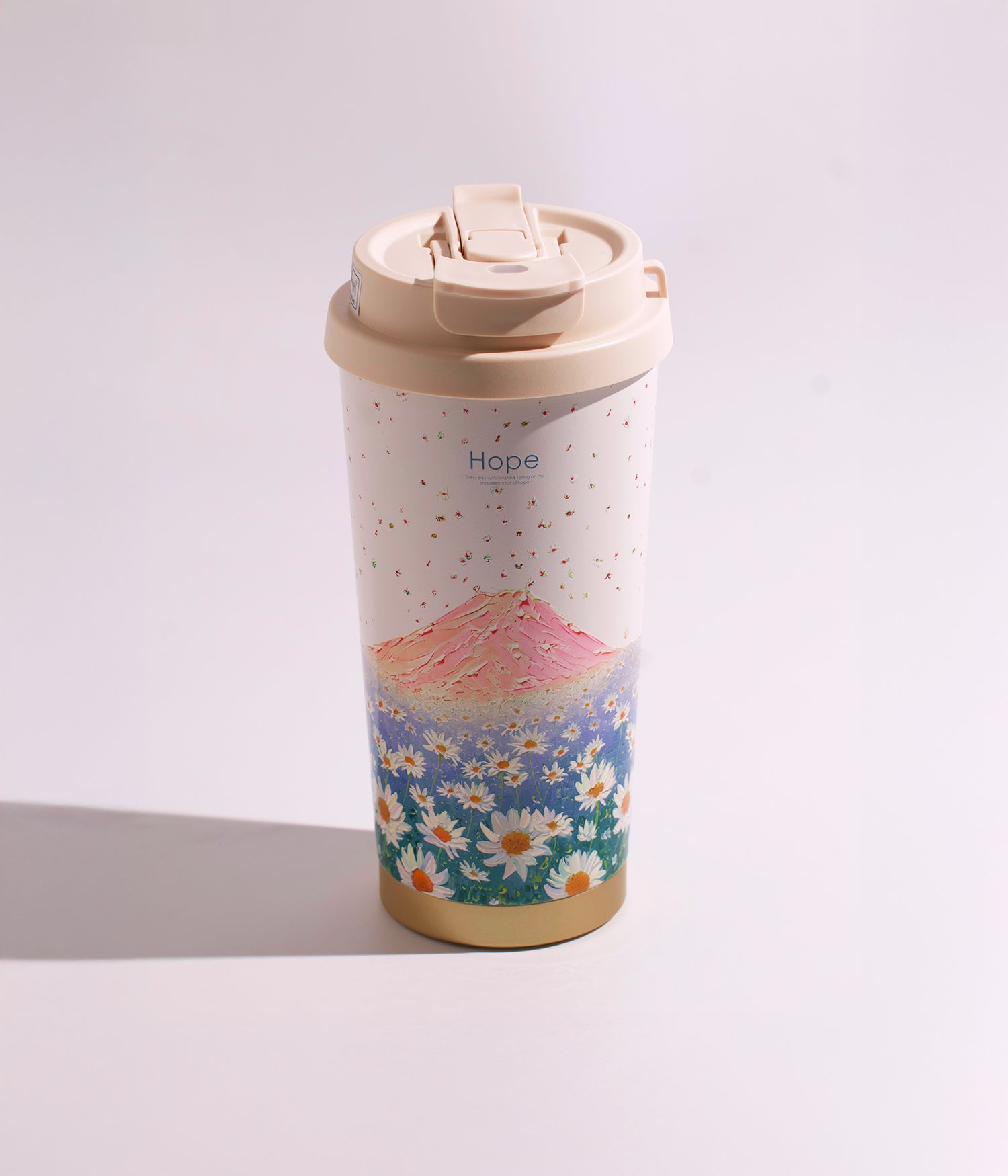 كوب حراري سيراميكي بزهور ملونة أنيقة وفنية مع غطاء محكم