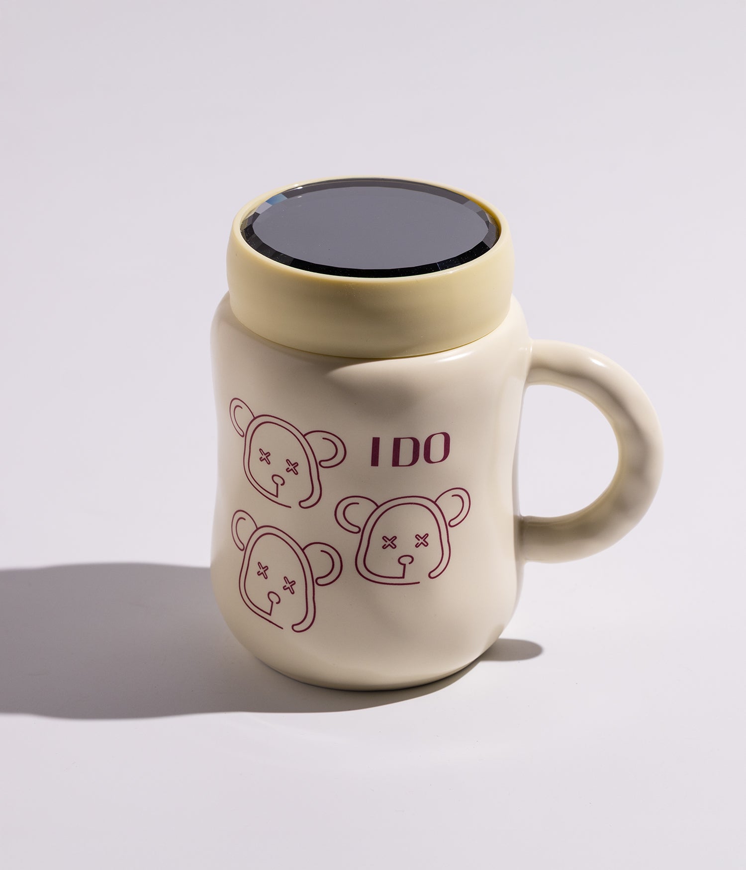 كوب سيراميك بتصميم رسومات دببة مع غطاء محكم