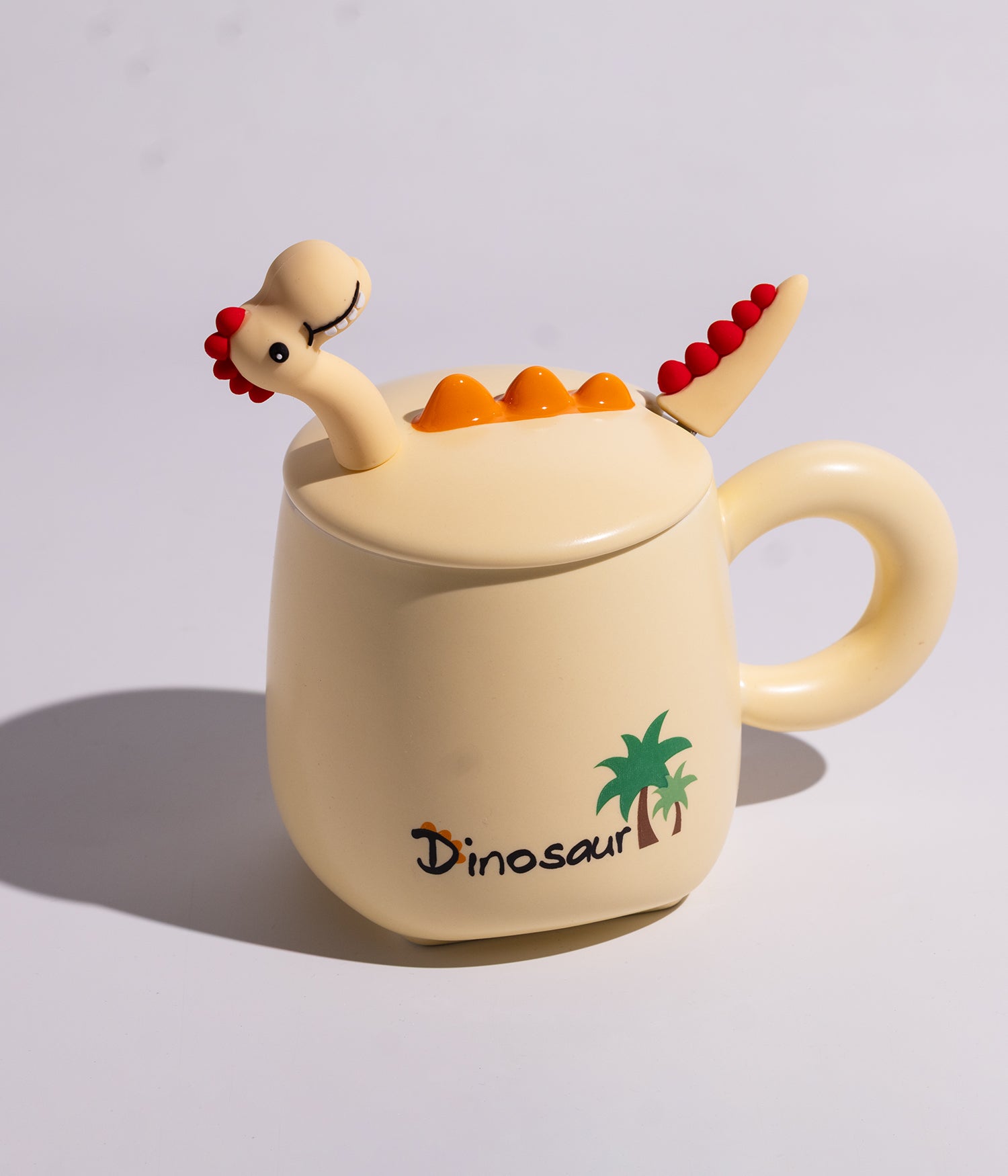 كوب سيراميك بتصميم مجسم ديناصور على الغطاء