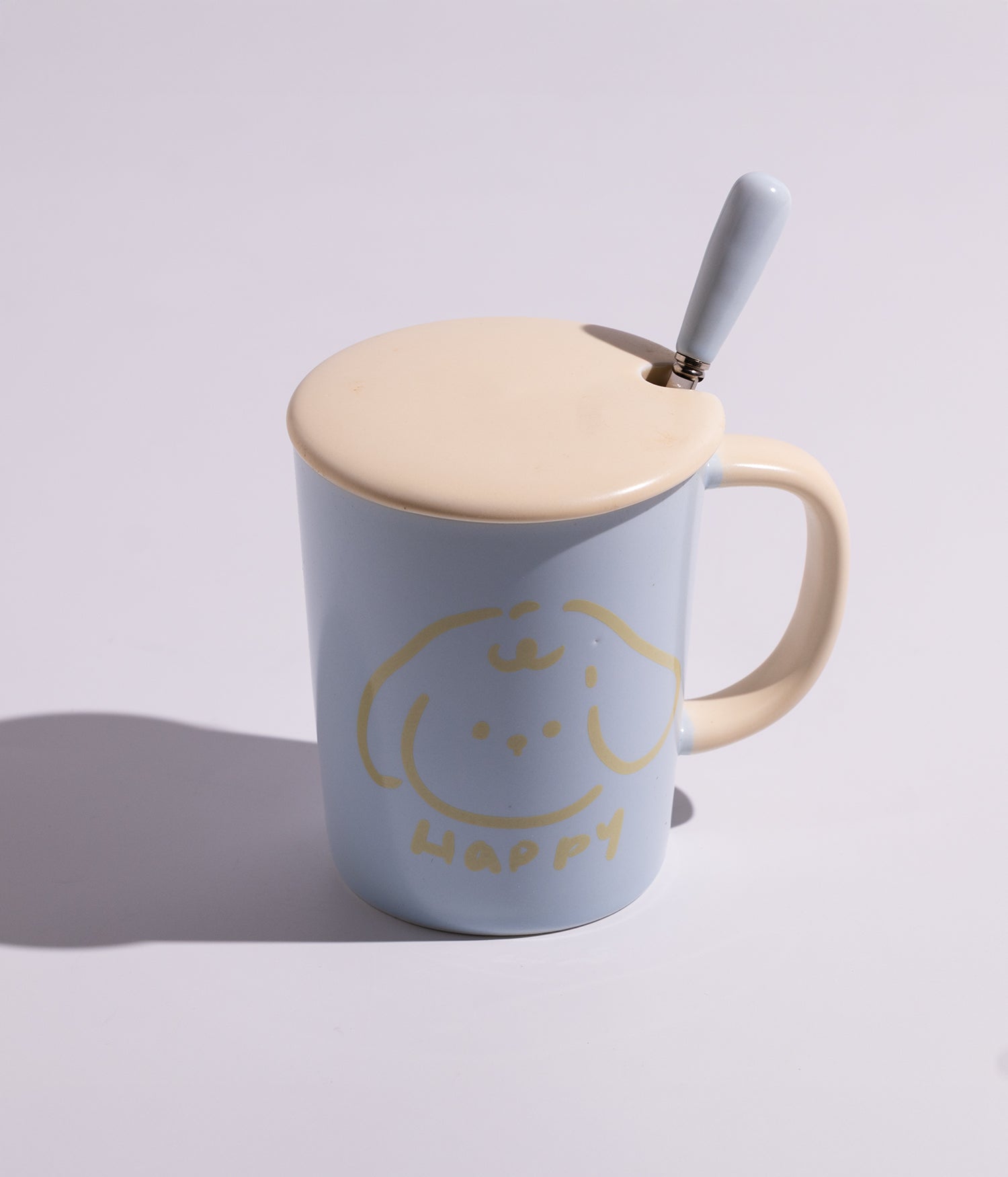 كوب سيراميك بتصميم حيوانات الغابة المرحة مع غطاء وملعقة