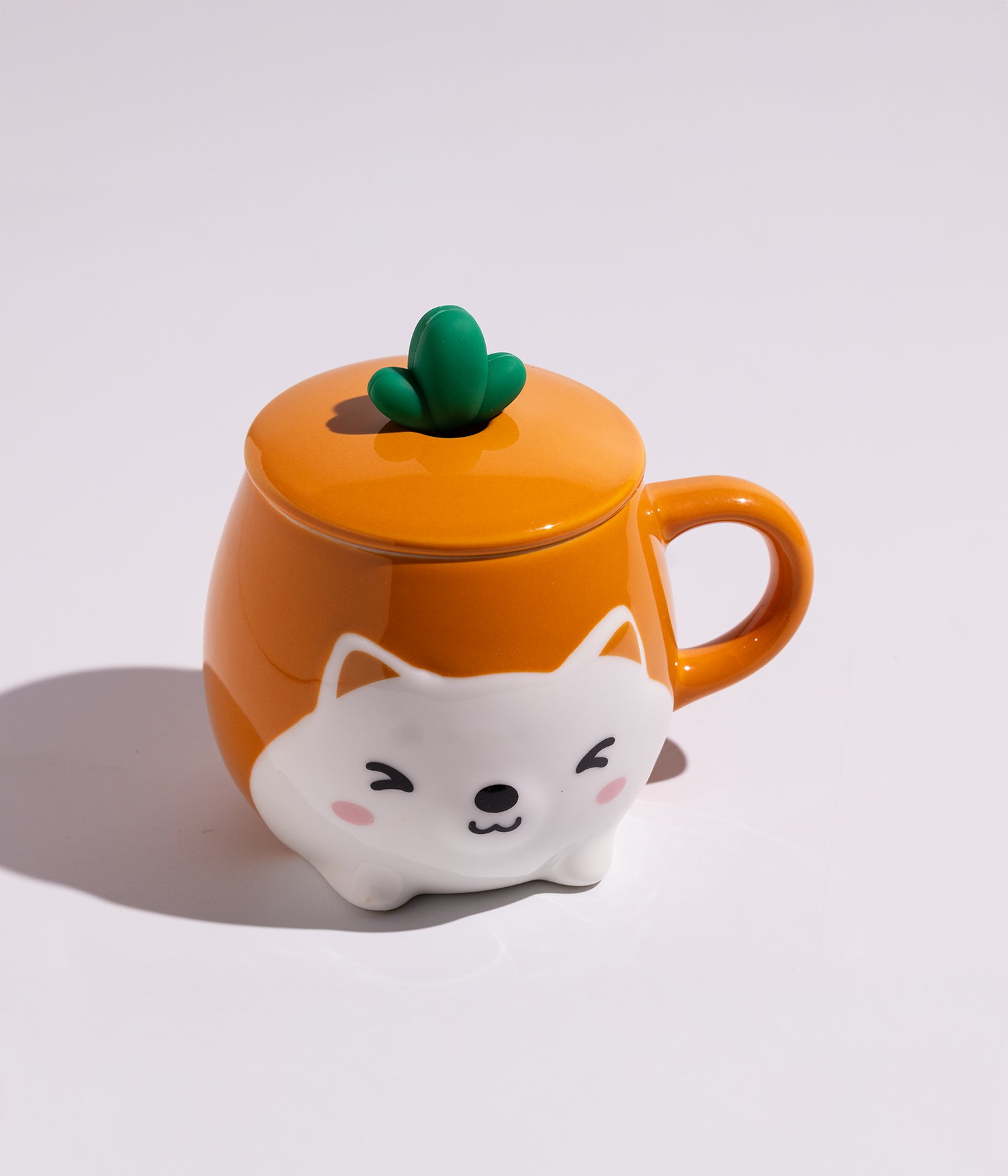 كوب قهوة سيراميك بتصميم قطط لطيفة مع غطاء وملعقة