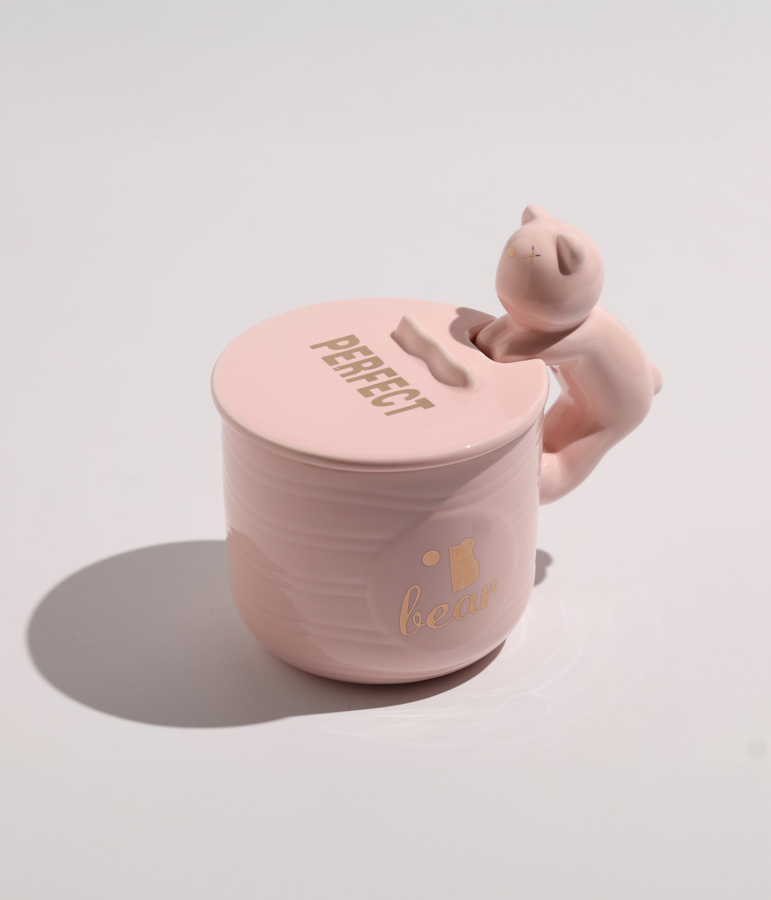 كوب سيراميك بتصميم دب على المقبض مع غطاء