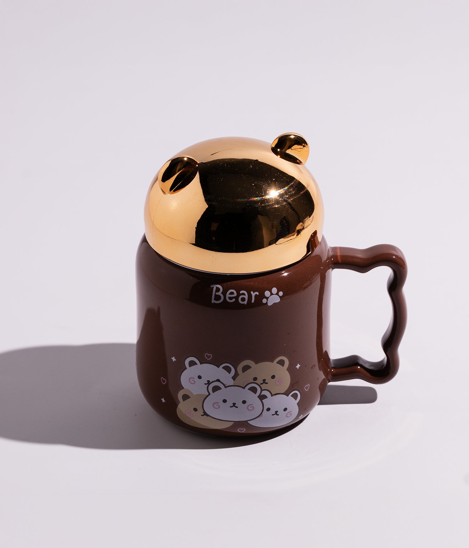 كوب سيراميك بتصميم دببة مع غطاء محكم الاغلاق