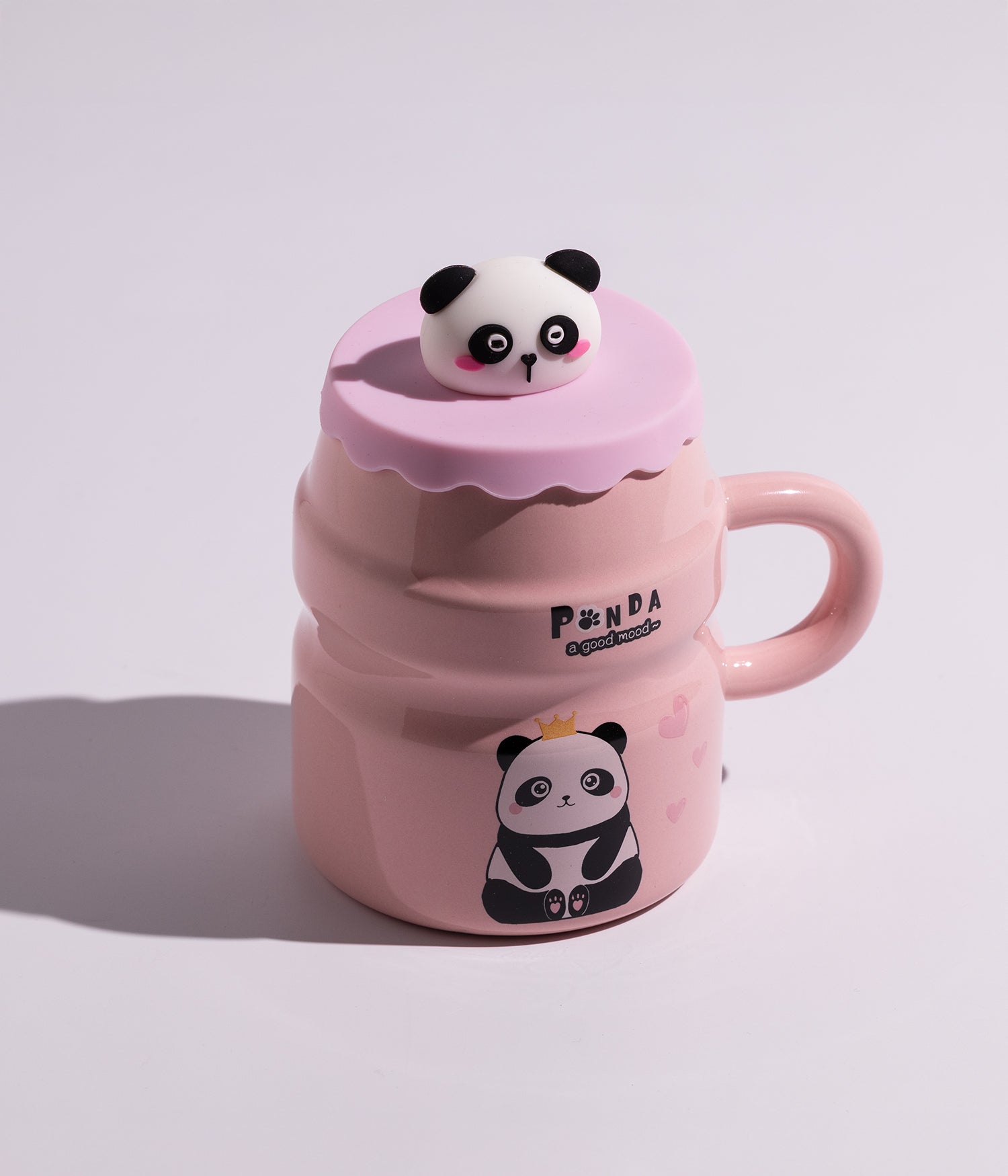 كوب سيراميك بتصميم باندا كيوت وغطاء لحفظ المشروبات