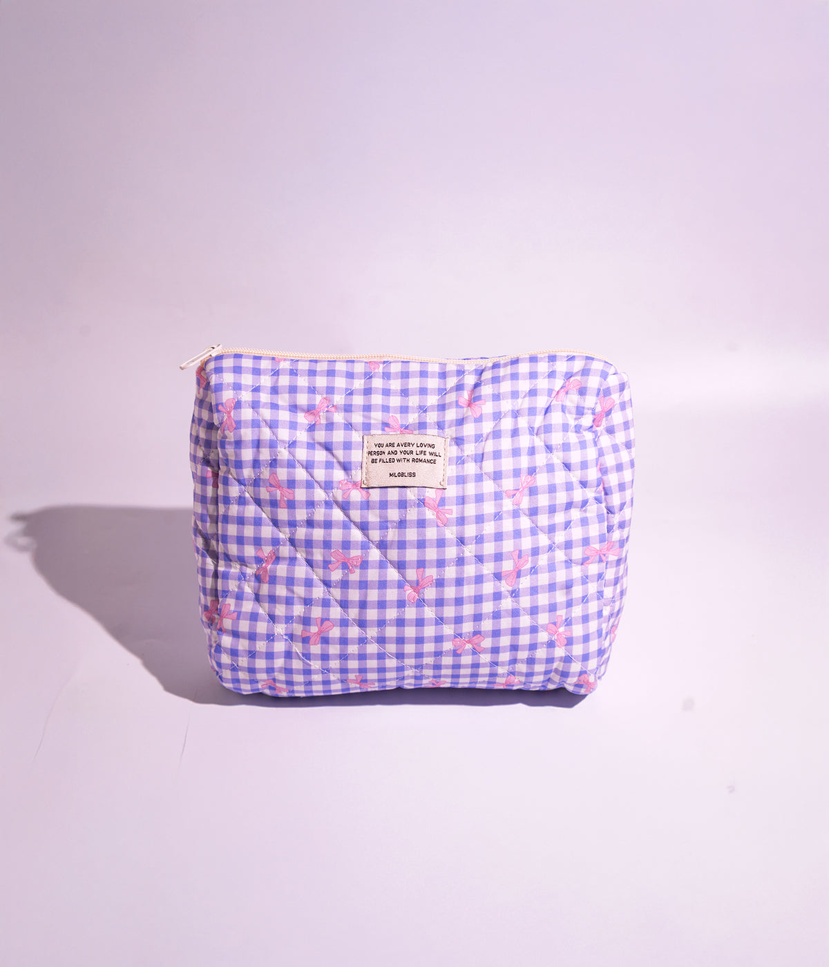 Plaid Bow Cosmetic Organizer Bag