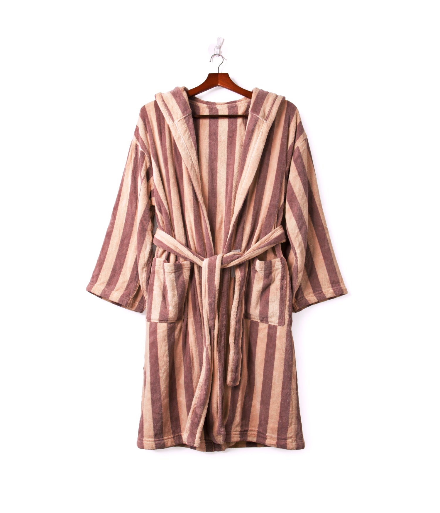 روب استحمام قطني مخطط بجيوب أمامية فري سايز