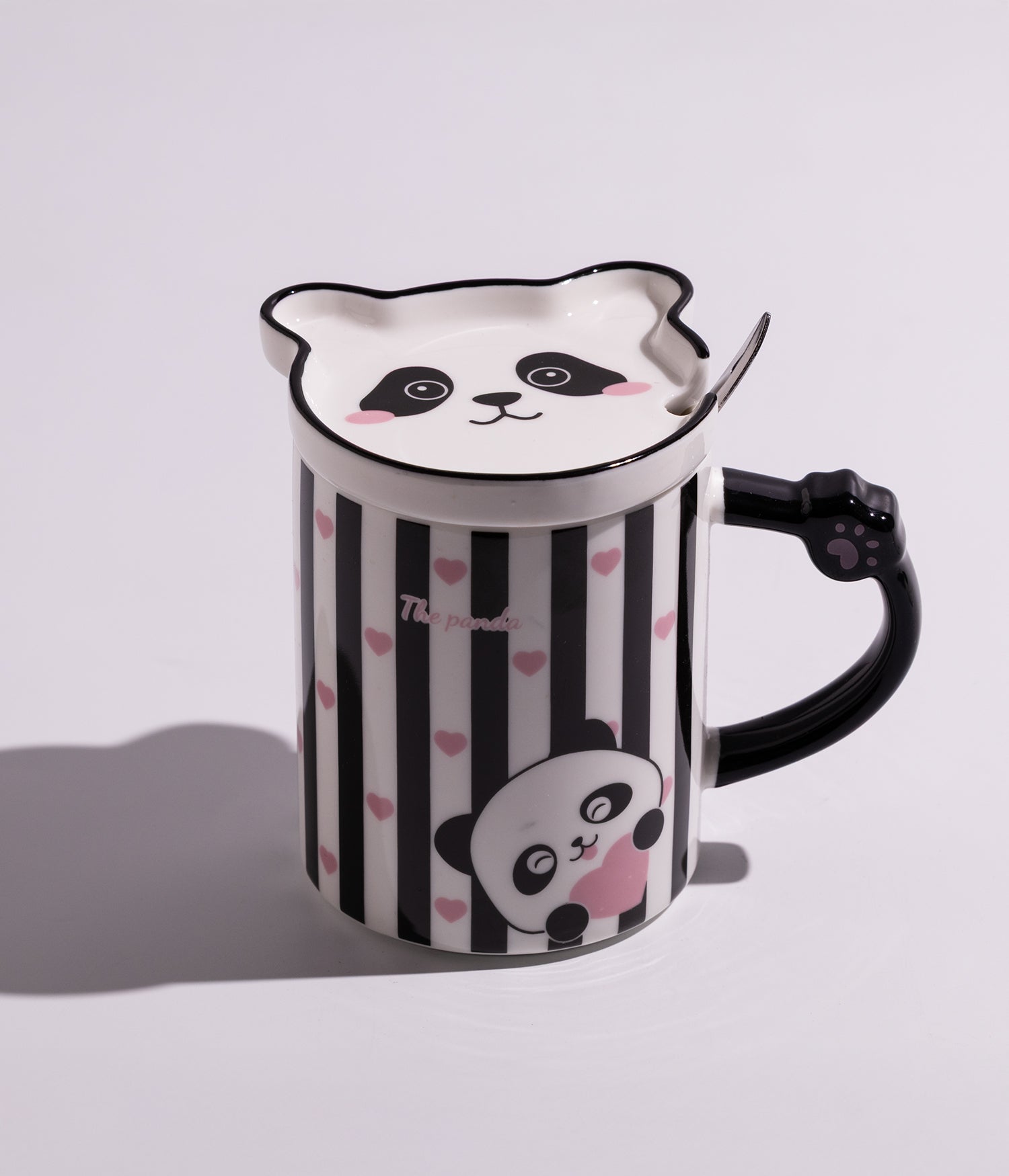 كوب سيراميك بتصميم باندا مع غطاء وملعقة