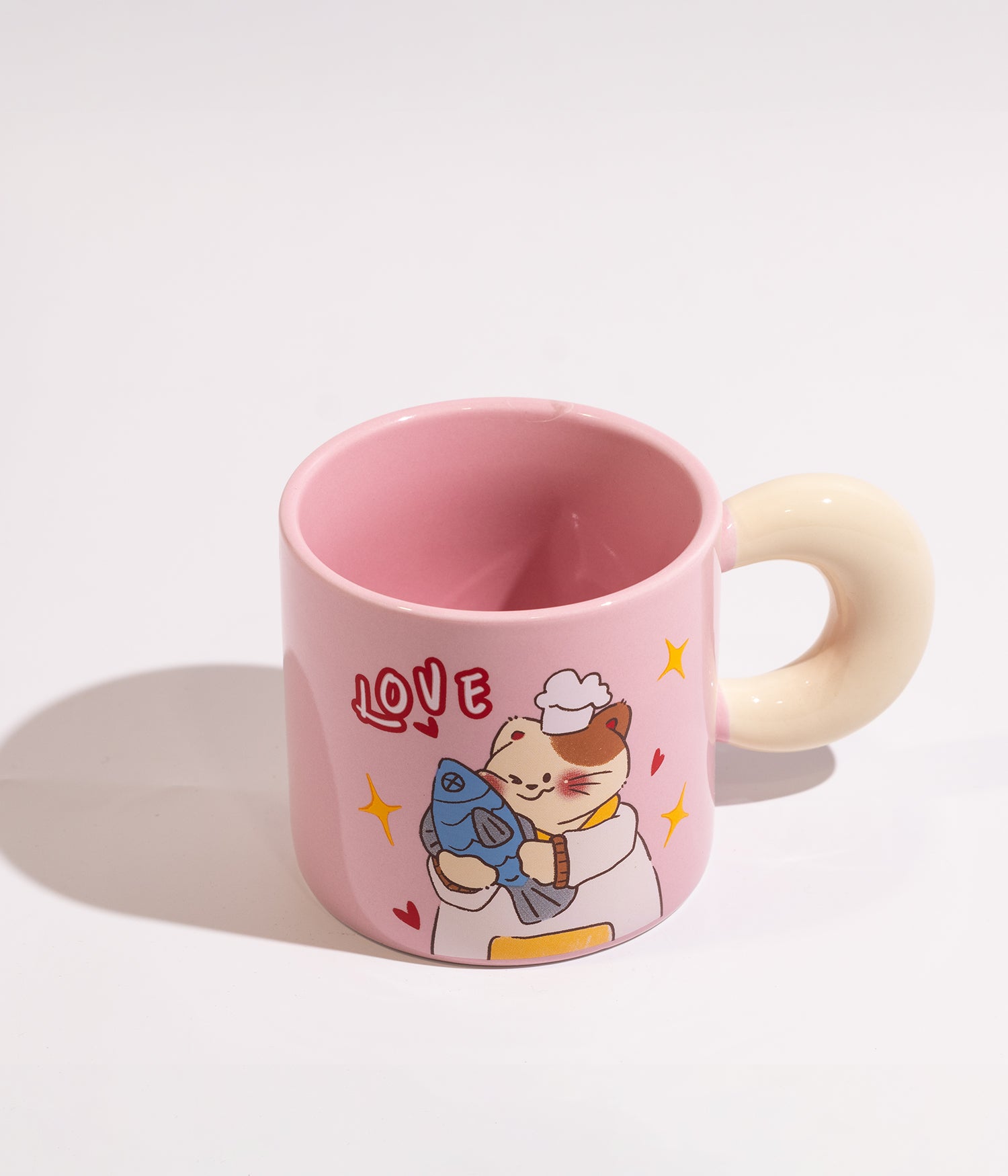 كوب سيراميك بتصميم حيوانات لطيفة مختلفة بغطاء ومزاز