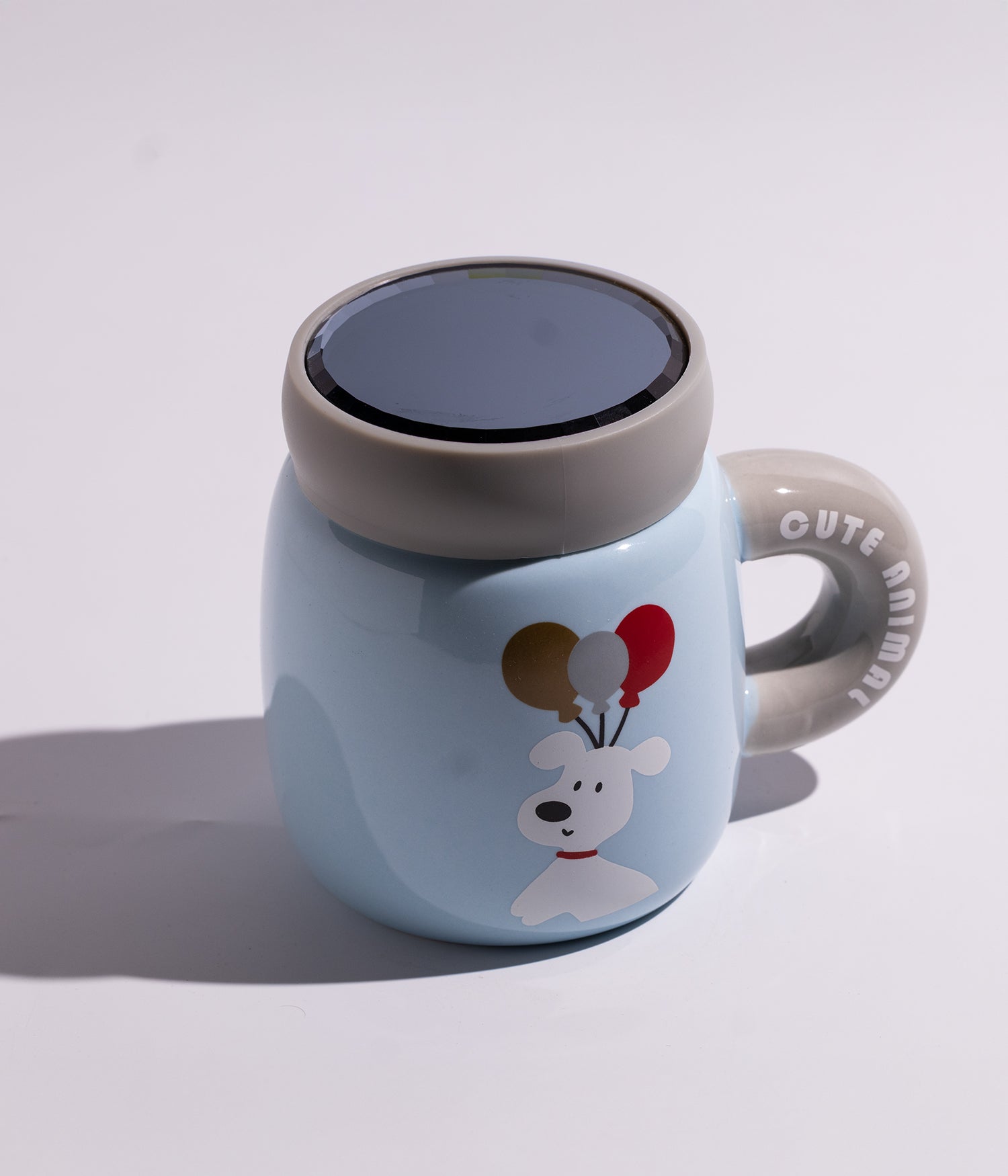كوب سيراميك بتصميم كلب لطيف مع غطاء محكم الاغلاق لحفظ المشروبات