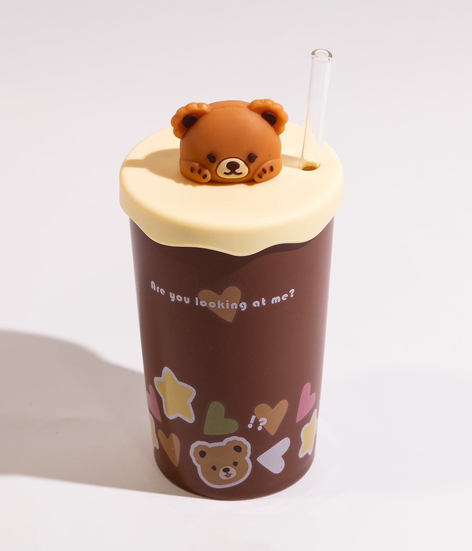 كوب سيراميك بتصاميم دببة مع غطاء ومزاز