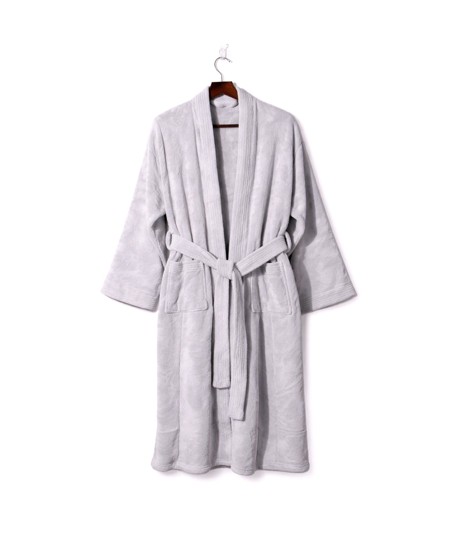 Microfiber Bathrobe with Front Pockets, Free Size
