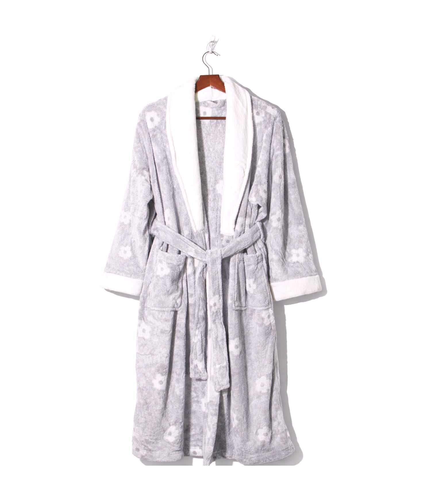 روب استحمام ماكرو فايبر بنقشة زهور وجيوب امامية فري سايز