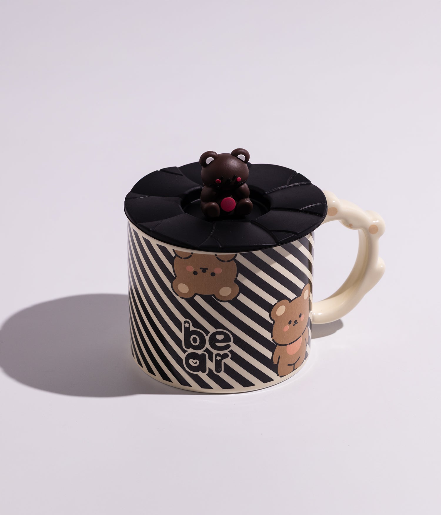 كوب سيراميك بتصميم دببة لطيفة مع غطاء