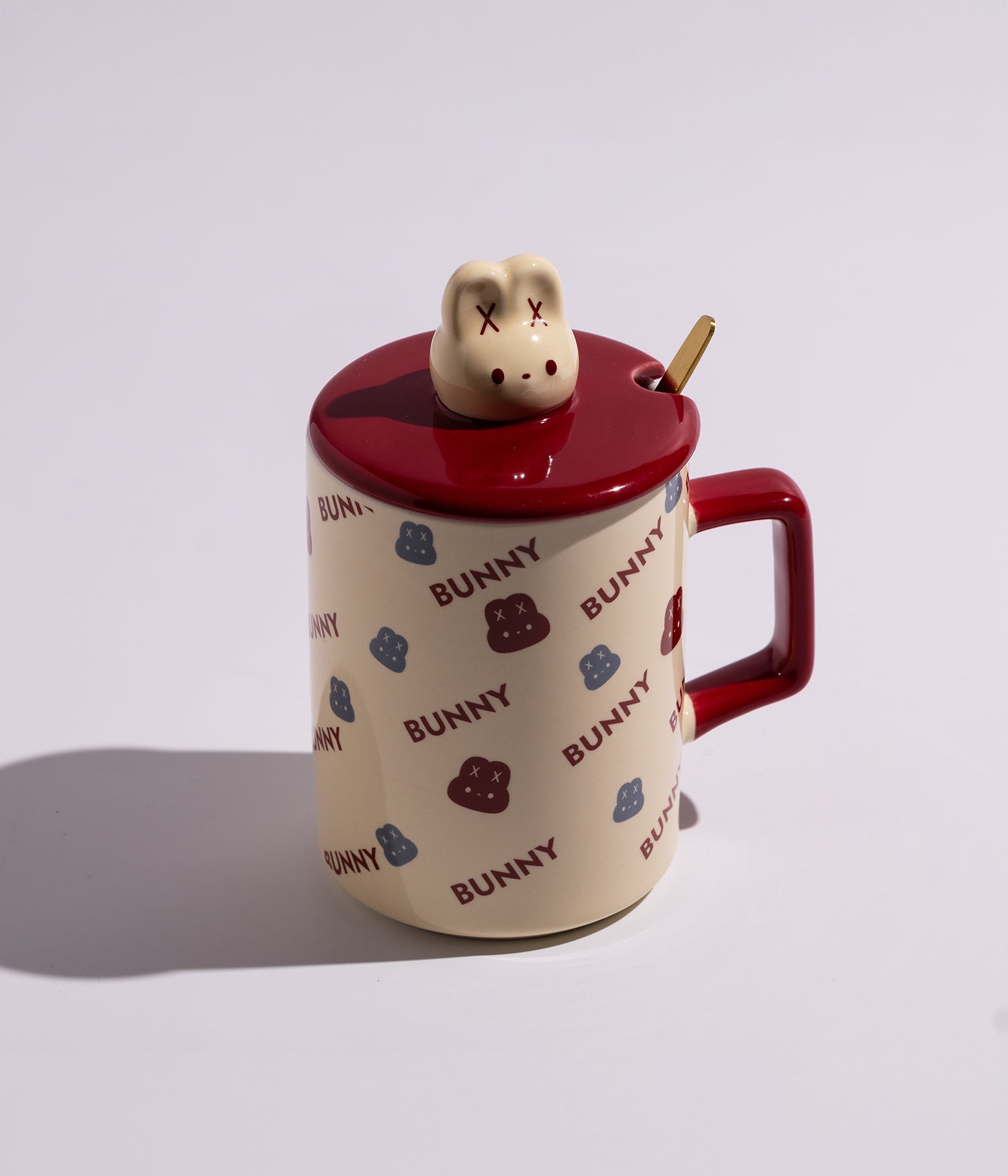كوب سيراميك بتصميم مجسم رأس الارنب مع ملعقة