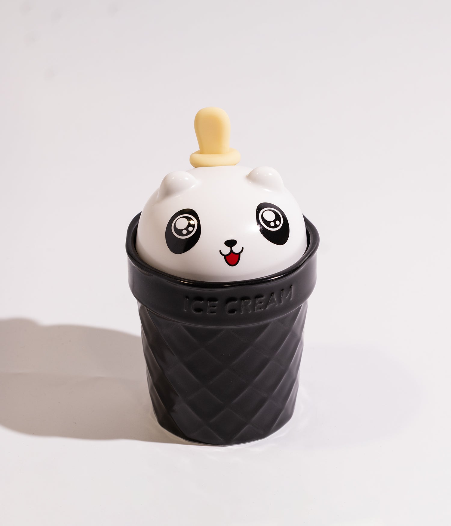 كوب سيراميك بتصميم أيس كريم وغطاء وجه باندا مع ملعقة