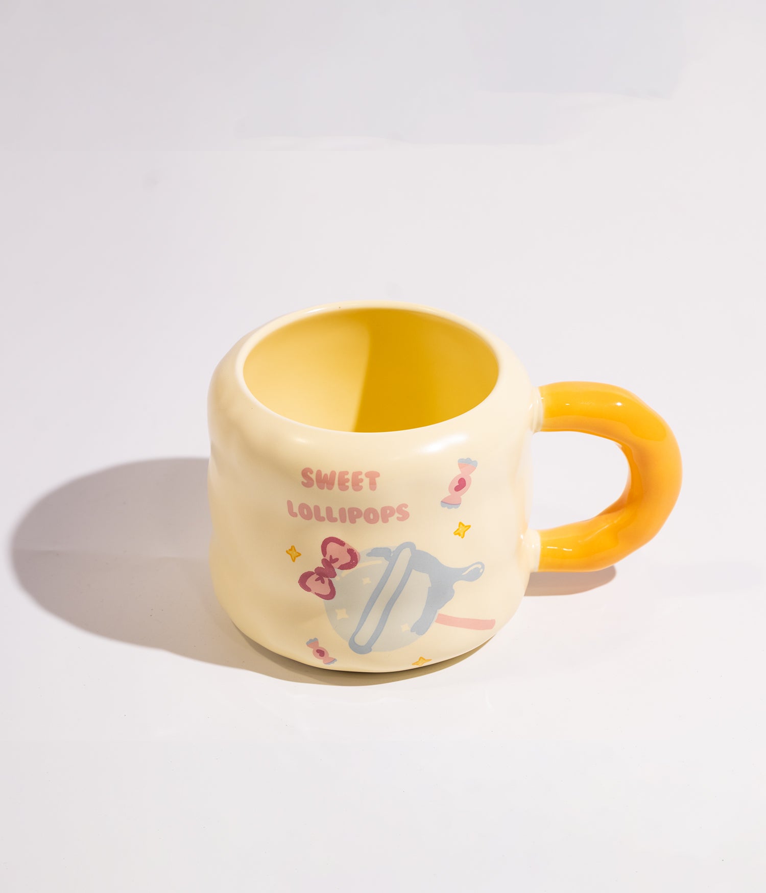 كوب سيراميك بتصميم لولي بوب مع غطاء وملعقة