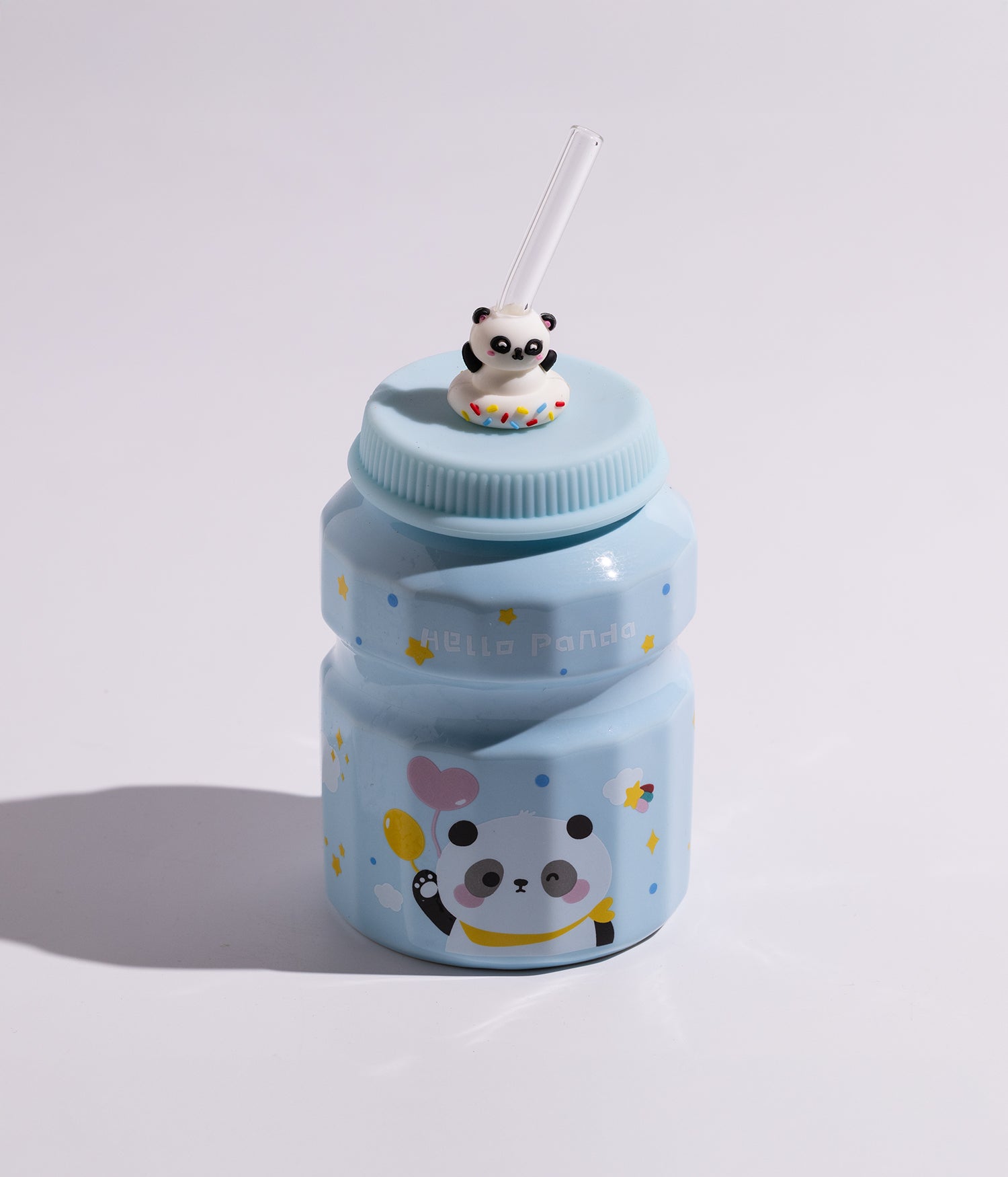 كوب سيراميك بتصميم باندا مع غطاء على شكل باندا ومزاز لون أزرق