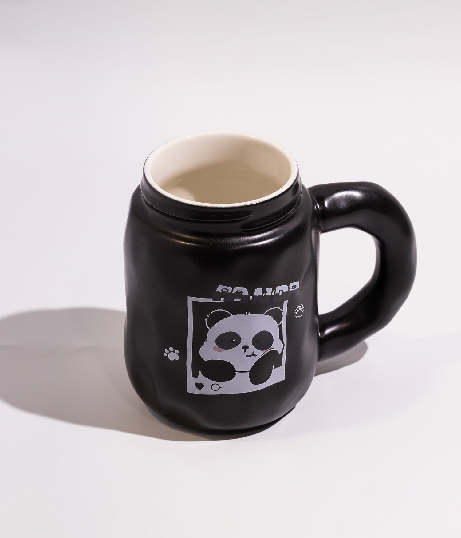 كوب قهوة سيراميك بتصميم باندا لطيف مع غطاء لحفظ الحرارة