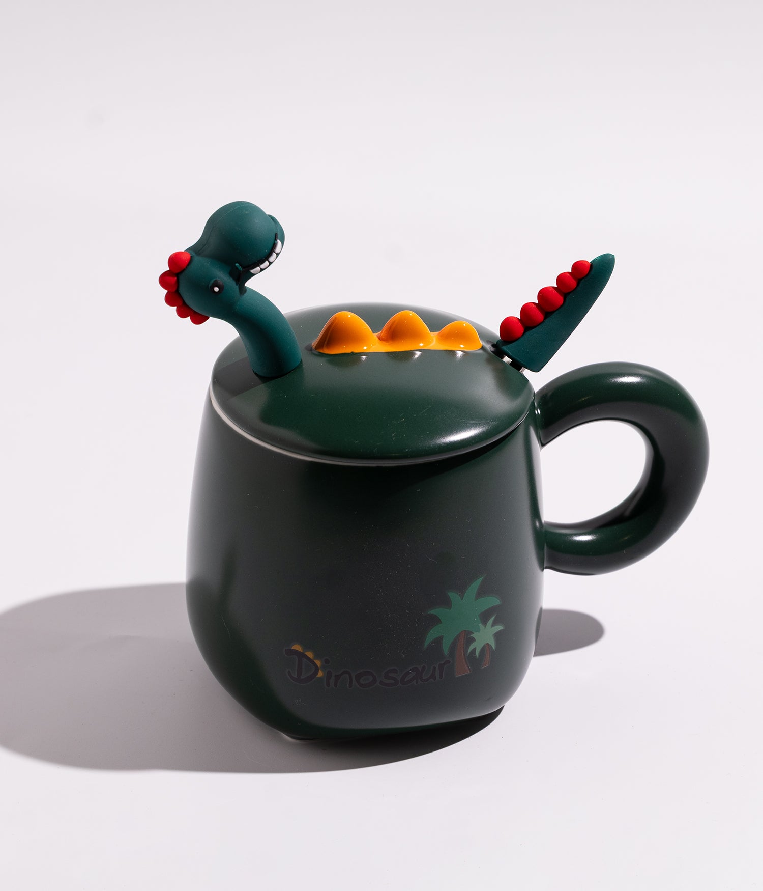 كوب سيراميك بتصميم مجسم ديناصور على الغطاء