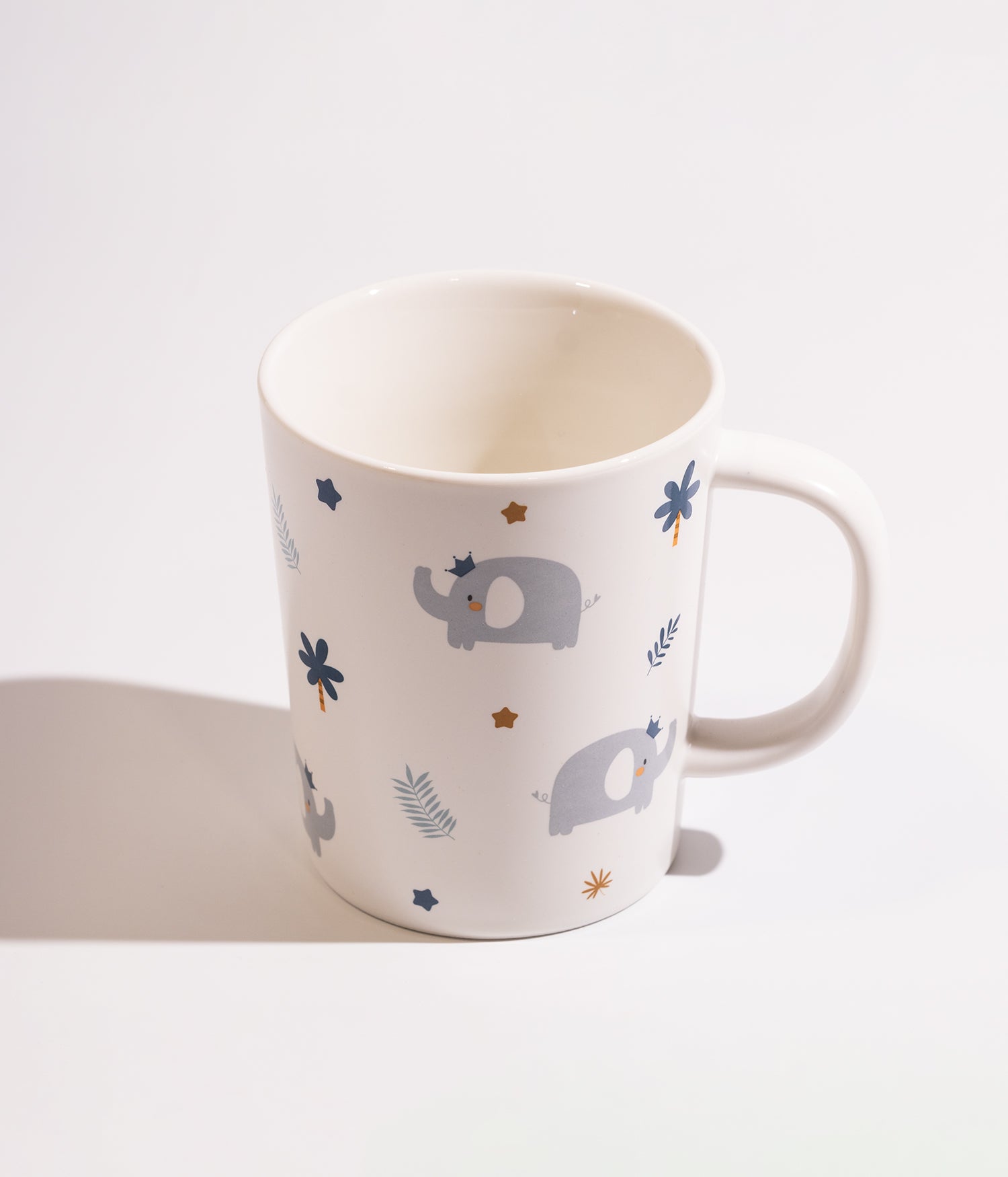 كوب سيراميك مزين بحيوانات الغابة مع غطاء وملعقة