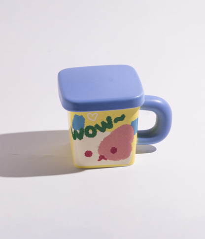 كوب سيراميك بتصميم حيوانات مرحة مع غطاء لحفظ المشروبات