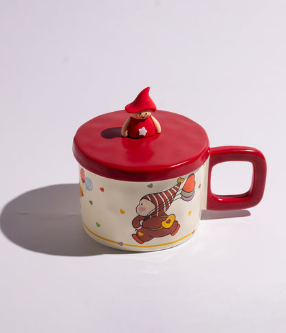 كوب سيراميك بتصميم فتاة النجوم مع غطاء لحفظ الحرارة