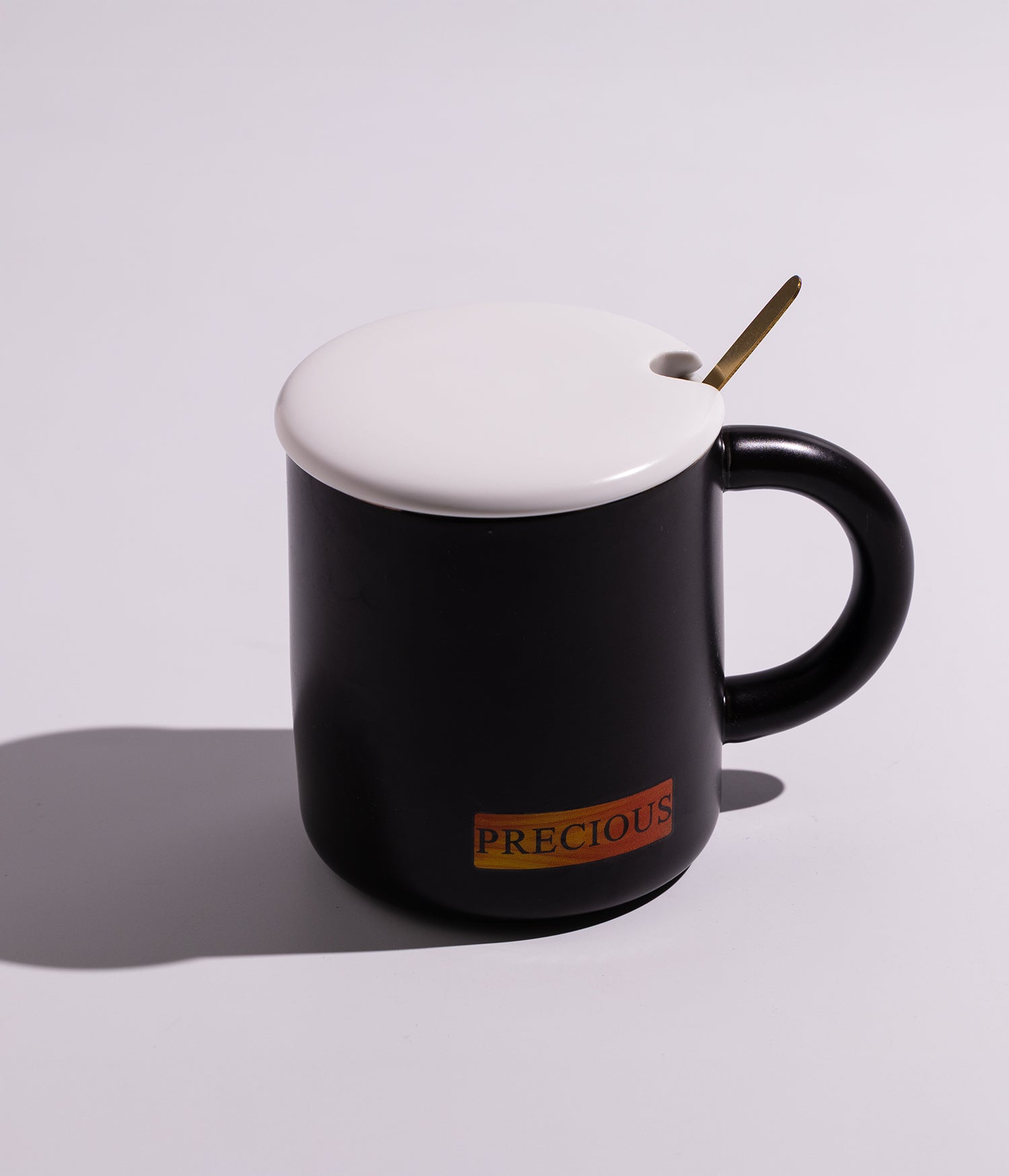 كوب سيراميك بتصميم كلمات تحفيزية مع غطاء وملعقة