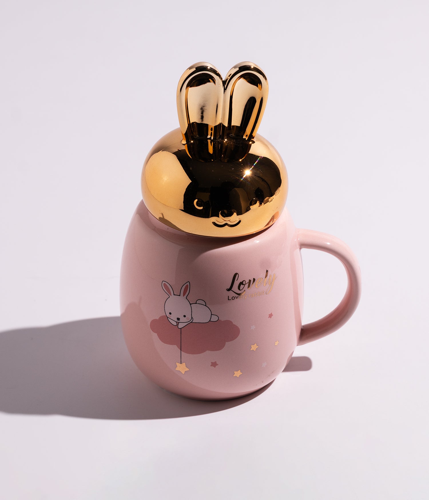 كوب سيراميك بتصميم أرانب ودببة مع غطاء بأذنين