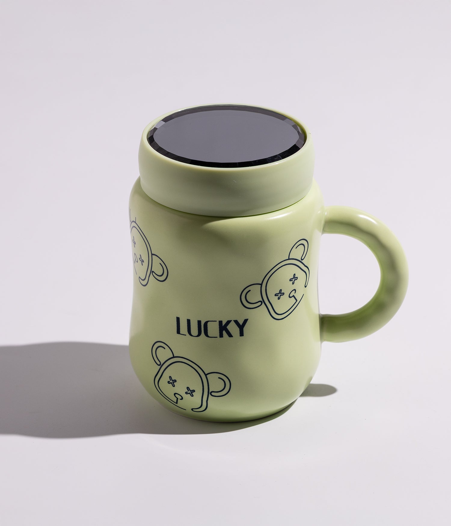 كوب سيراميك بتصميم رسومات دببة مع غطاء محكم