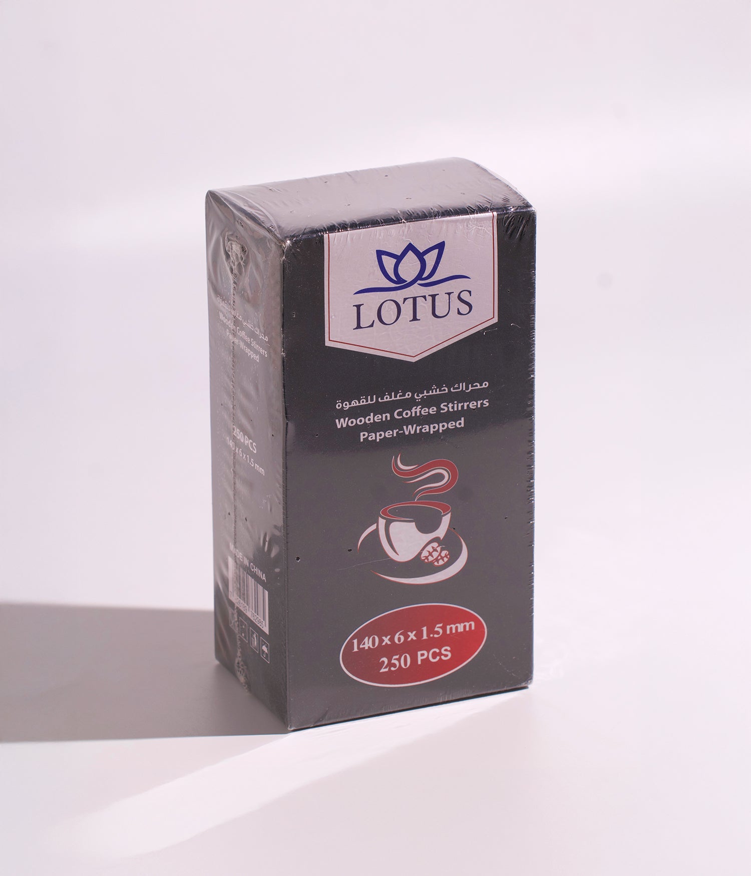 لوتس محرّك قهوة خشبي مغلف – 250 قطعة (140×6×1.5 مم)