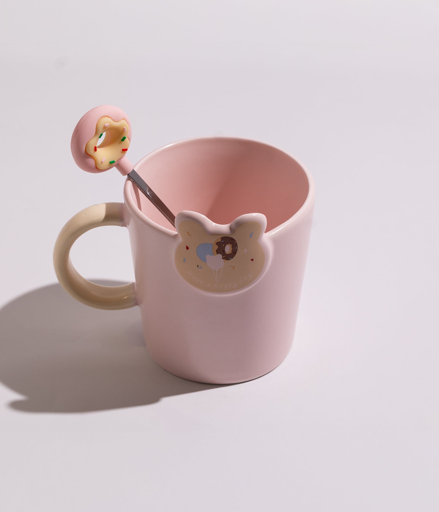 كوب سيراميك بمجسم أرنب مزوّد بملعقة على شكل دونات
