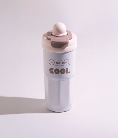 كوب حراري ستانلس ستيل بتصميم شبابي وبغطاء محكم