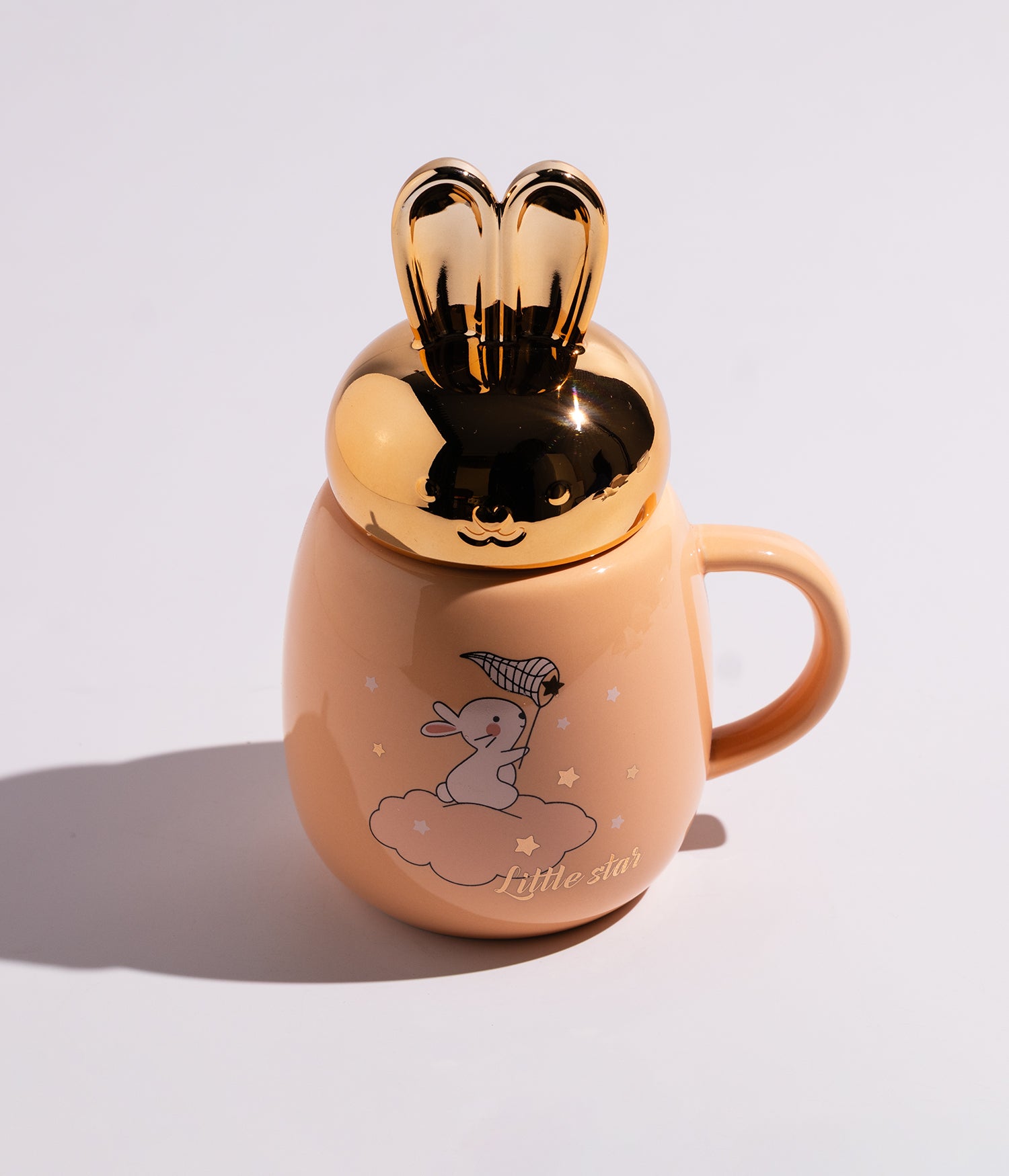 كوب سيراميك بتصميم أرانب ودببة مع غطاء بأذنين