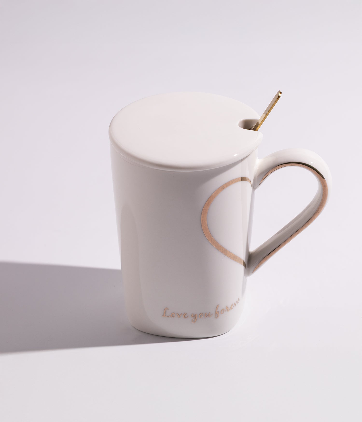 كوب قهوة سيراميك بتصميم قلب فريد مع غطاء وملعقة