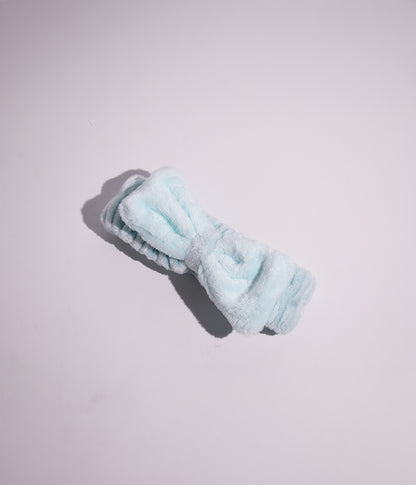 Soft hair tie to hold hair in place during skincare routine