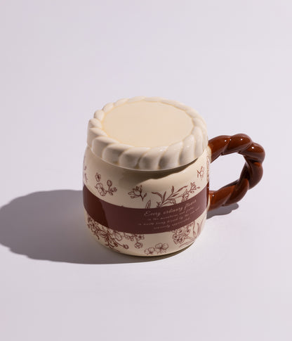 كوب سيراميك بتصميم ورود ملونة وغطاء محكم الاغلاق