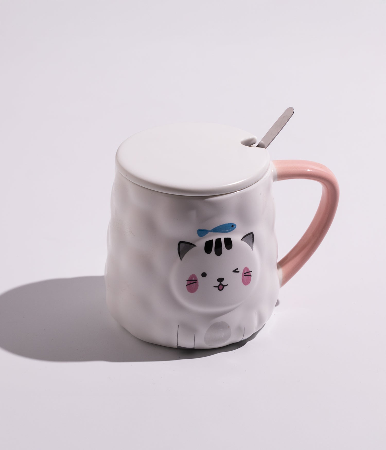 كوب قهوة سيراميك بتصميم حيوانات لطيفة مع غطاء وملعقة