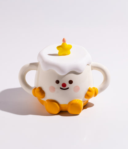 كوب سيراميك بتصميم دب مرح مع غطاء عليه نجمة