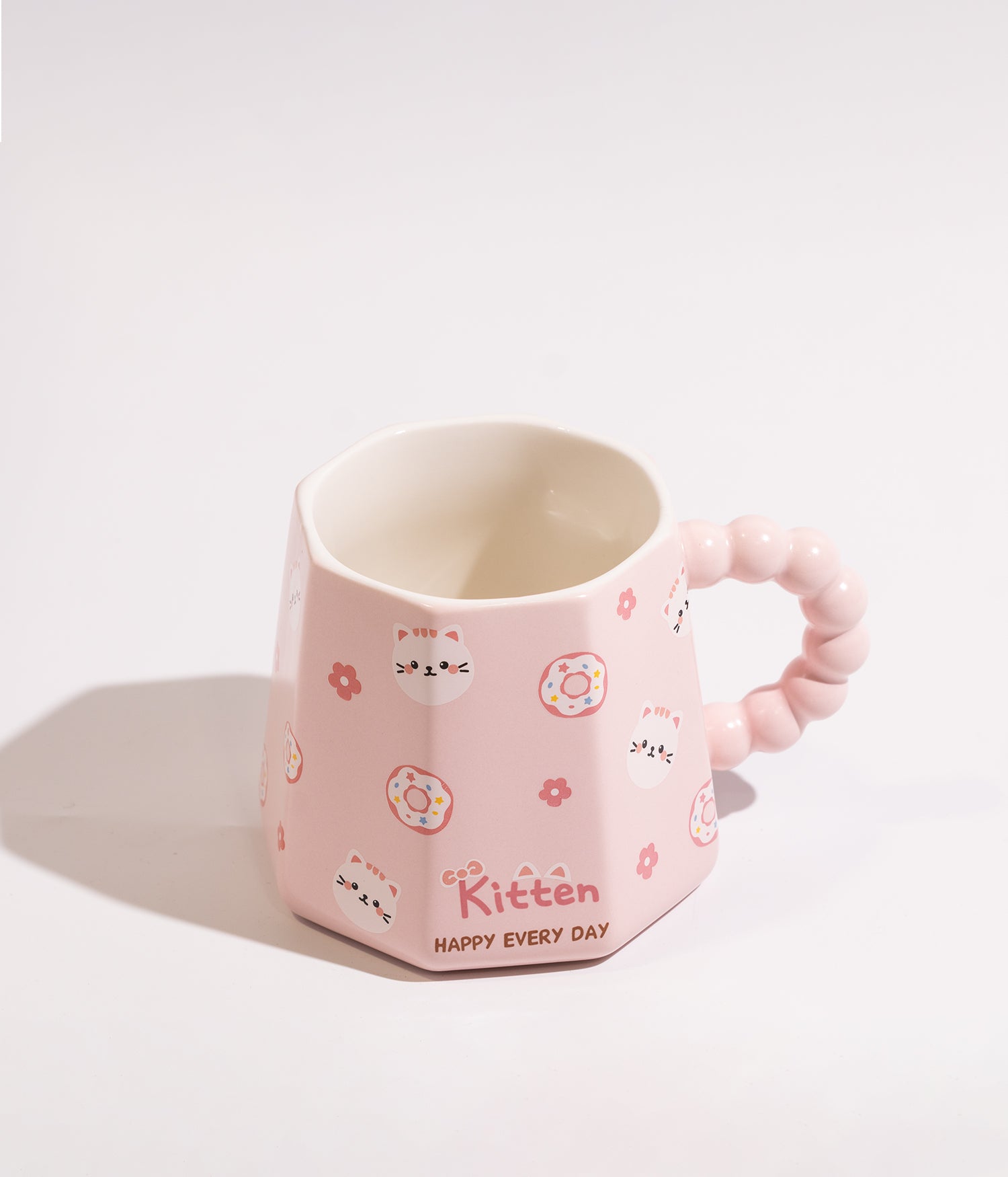 كوب سيراميك بتصميم حيوانات مرحة مع غطاء ومزاز