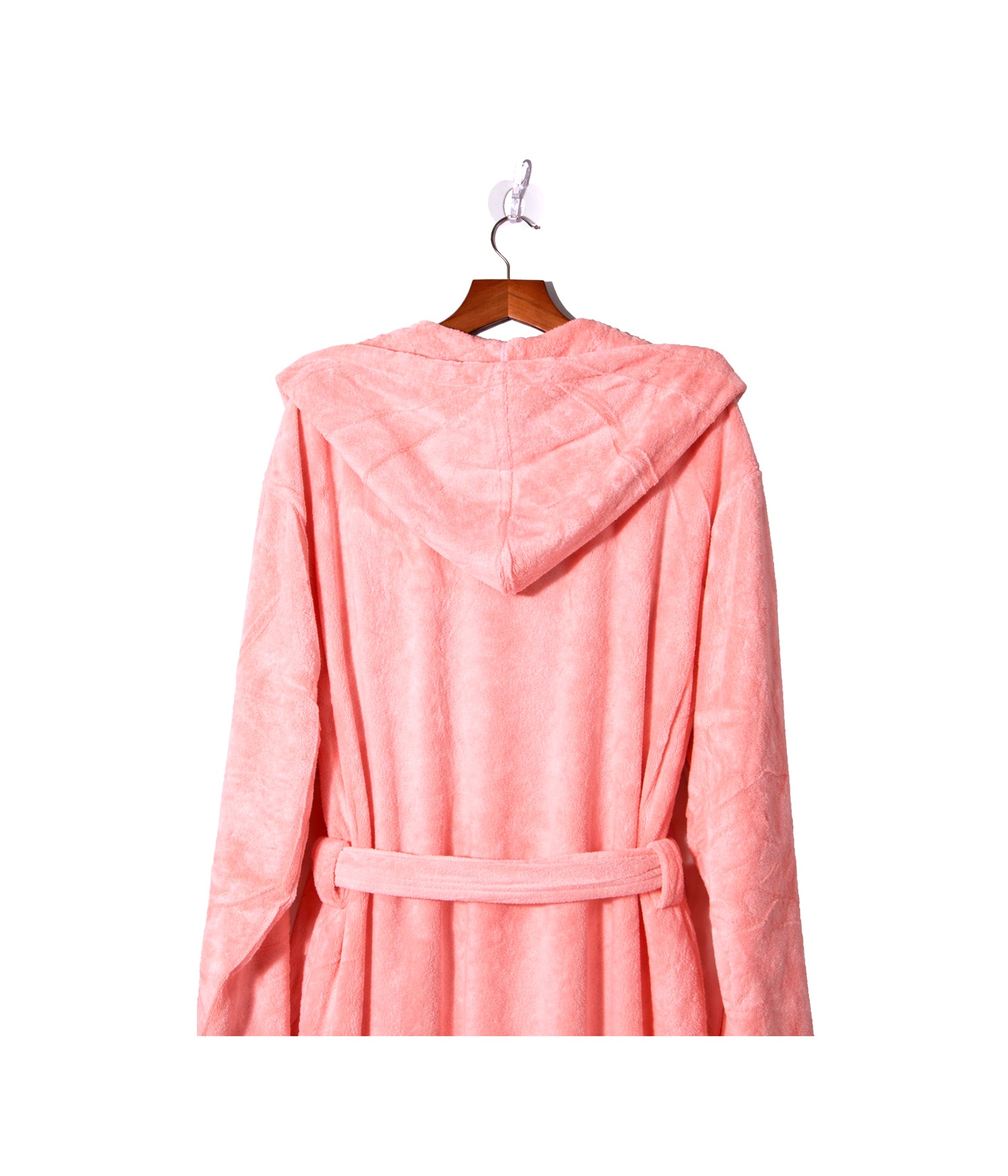 Microfiber bathrobe with hood and front pockets, one size
