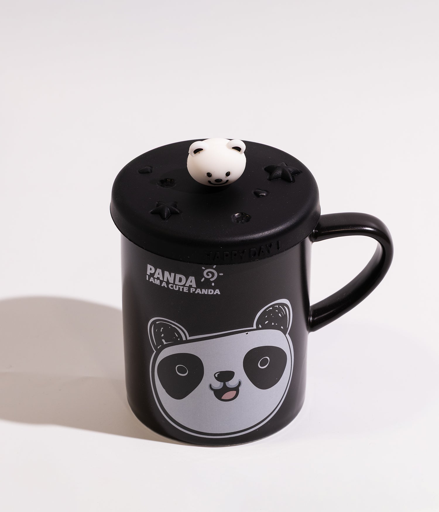 كوب سيراميك برسوم باندا لطيف مع غطاء لحفظ الحرارة