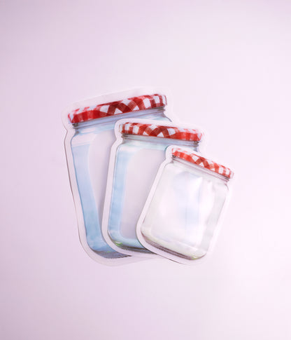 طقم أكياس تخزين "المرطبان" المحكمة متنوعة الاشكال