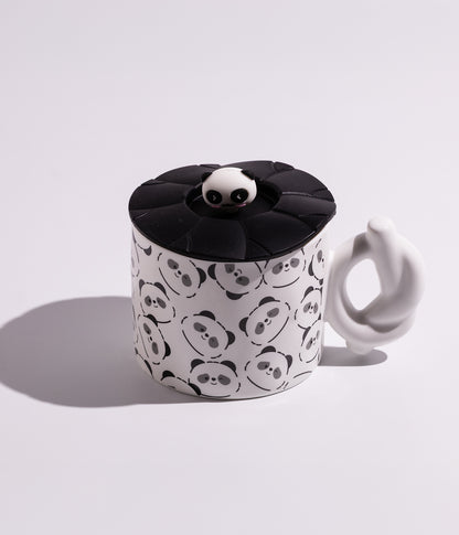 كوب سيراميك بتصميم باندا مع غطاء