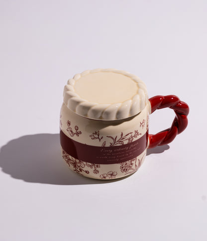 كوب سيراميك بتصميم ورود ملونة وغطاء محكم الاغلاق