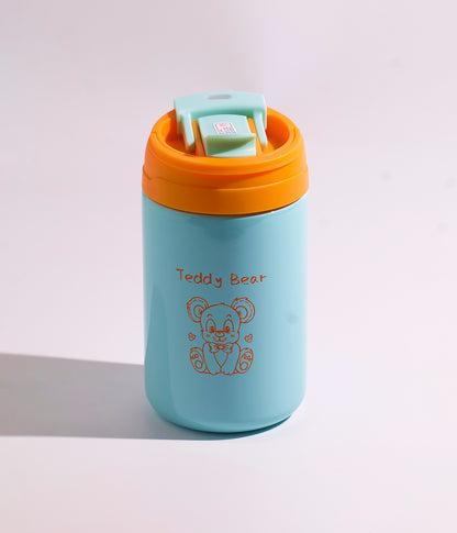 كوب حراري ستانلس ستيل للاطفال برسومات مرحة وبغطاء محكم