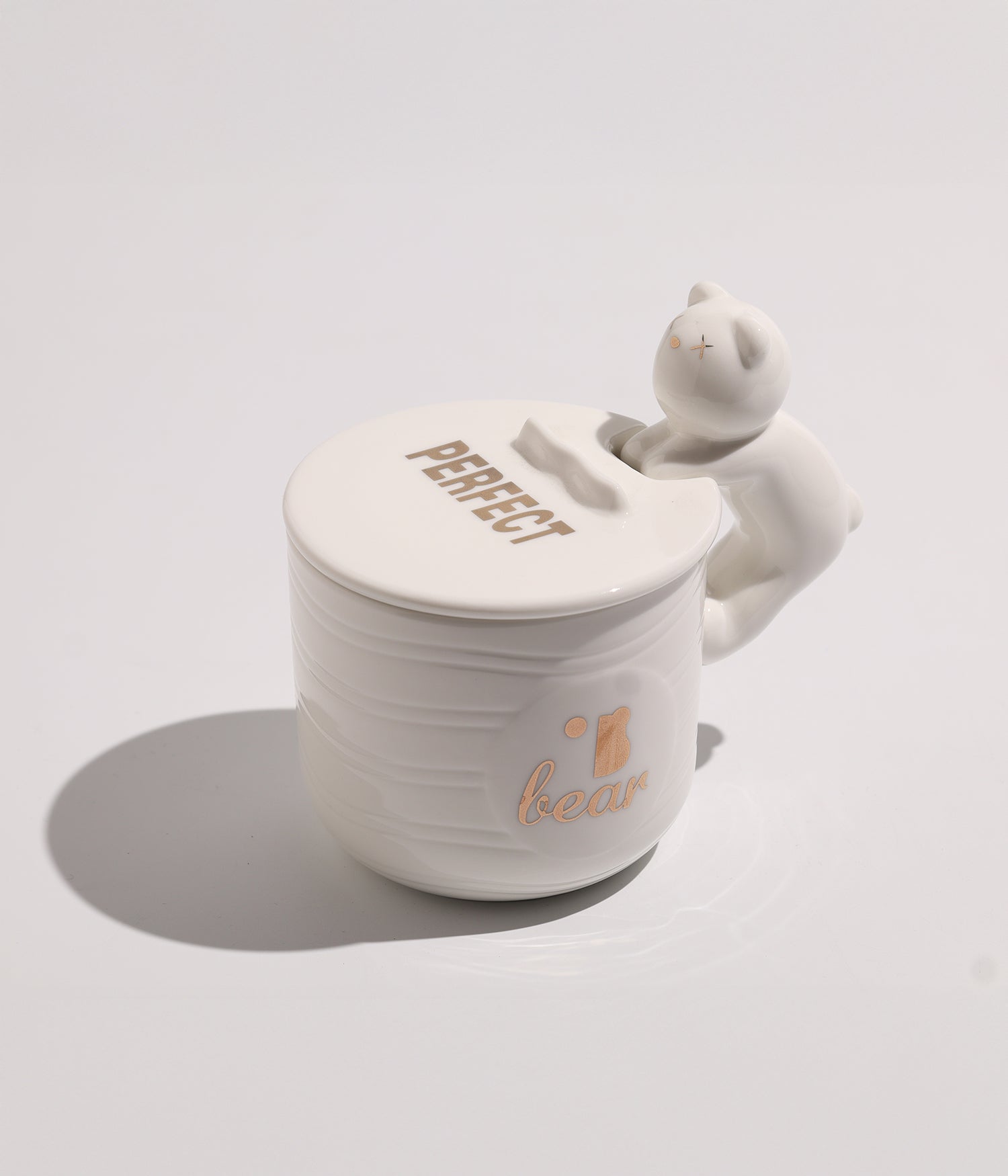 كوب سيراميك بتصميم دب على المقبض مع غطاء