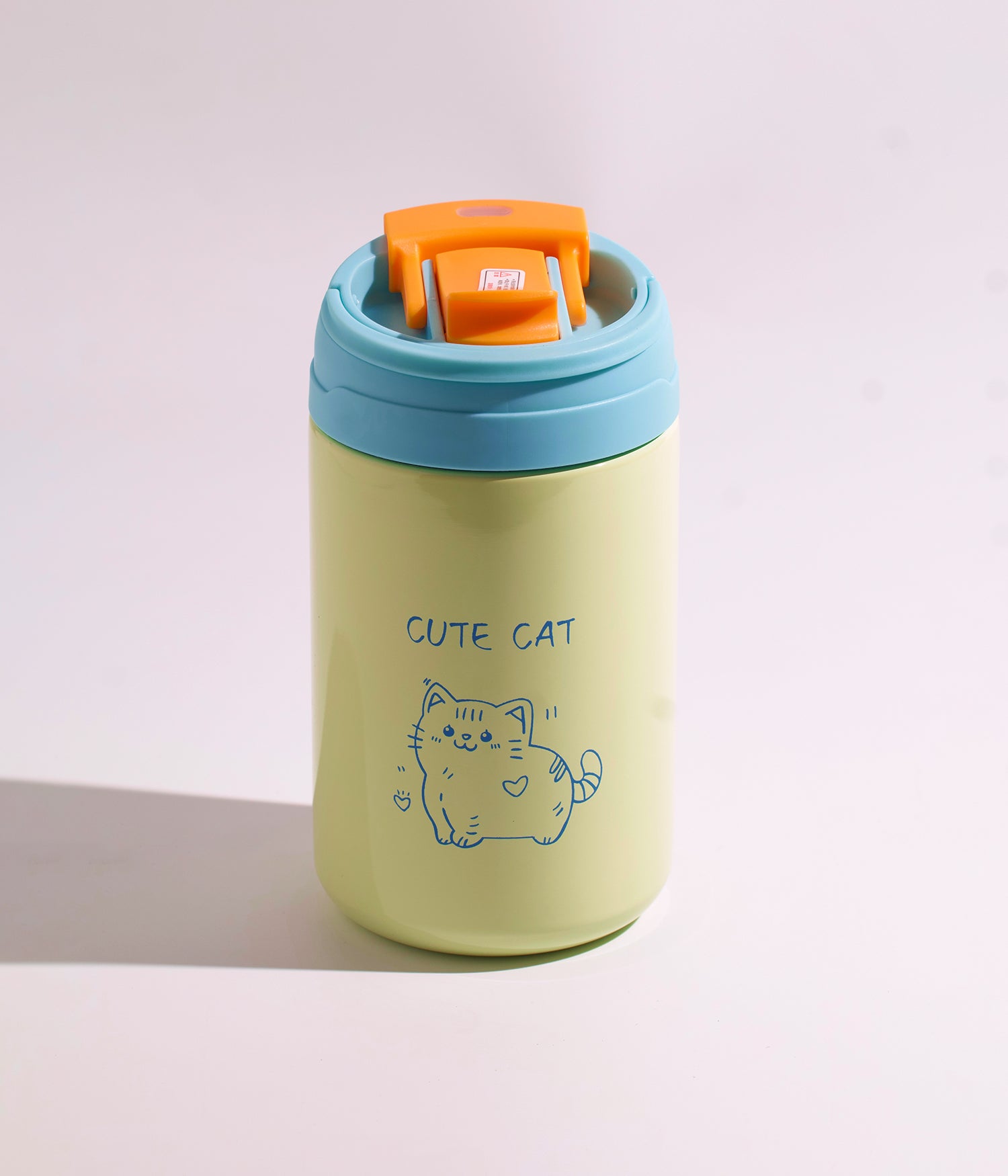 كوب حراري ستانلس ستيل للاطفال برسومات مرحة وبغطاء محكم